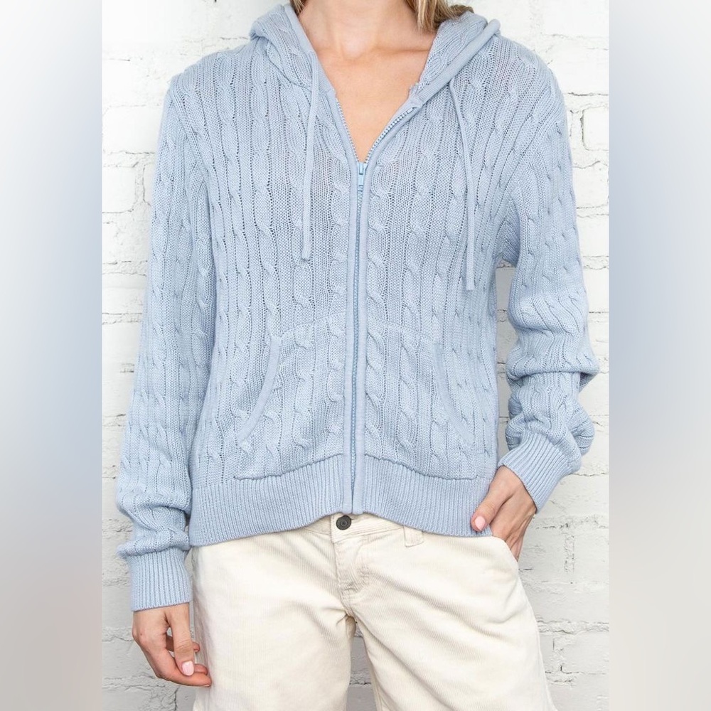 Brandy Melville ayla câble knit zip-up sweater